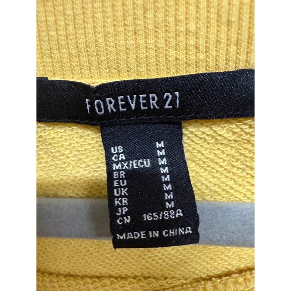 Forever 21 Yellow Honey Embroidered Sweatshirt Oversized Size Medium Basics - Picture 5 of 6